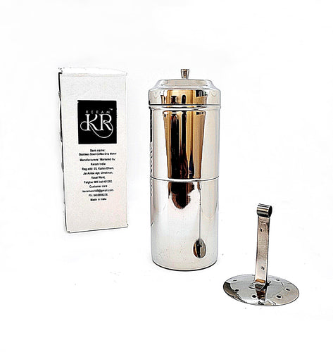 KERAM Coffee Filters Indian Style Small Drip Coffee Maker South Indian 150 ml (5.07 Oz) 2 Cup Coffee Bar Accessories Madras Coffee Filter for Camping Hiking Reusable Permanent Slow Metal Filter